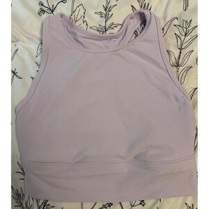 Calia by Carrie Underwood Lilac High Neck Cropped Active Tank w/ Built in Bra, L